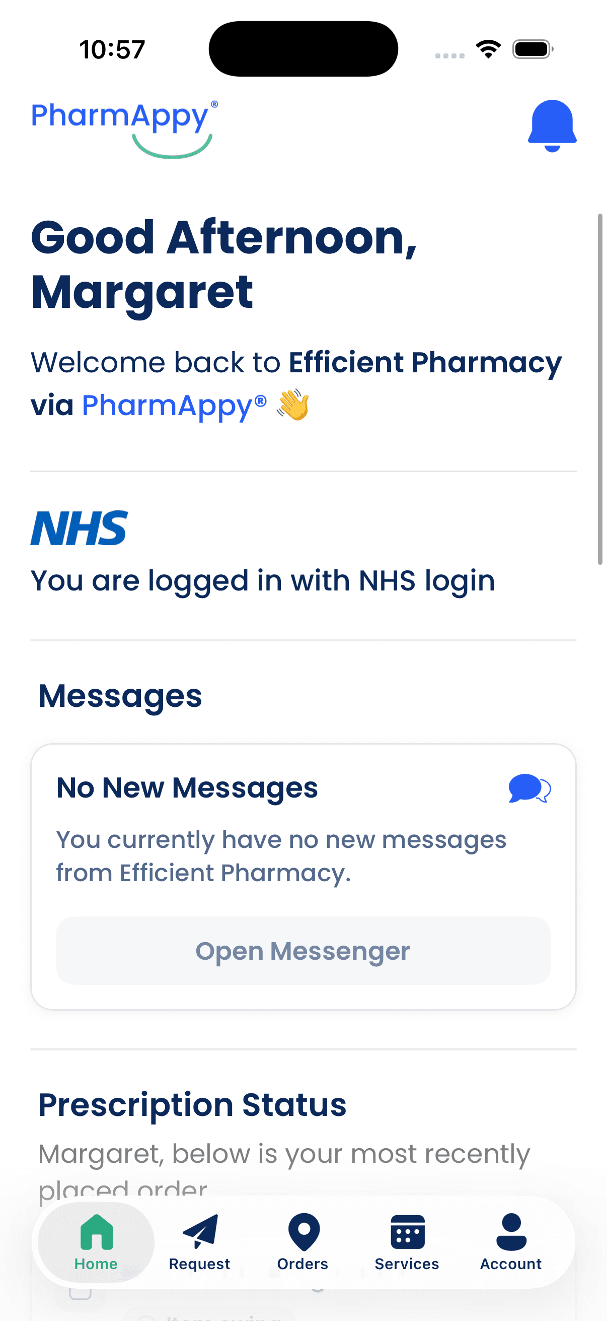 PharmAppy patient app home screen